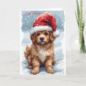 Kute kerstpuppy kaart (Voorkant)