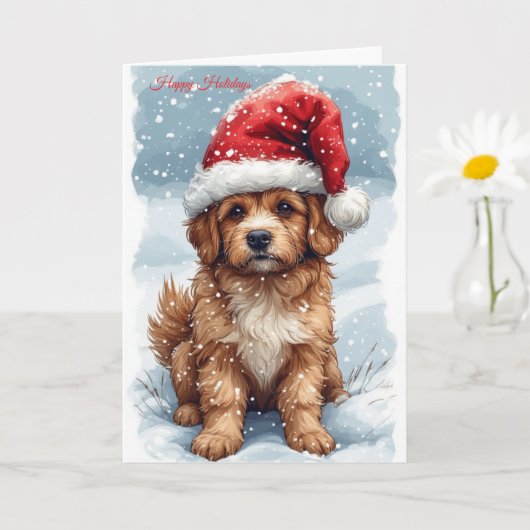 Kute kerstpuppy kaart (Kleine Plant)