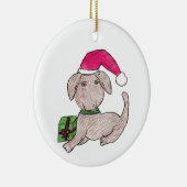 Kute kerstpuppy keramisch ornament (Rechts)