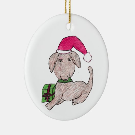 Kute kerstpuppy keramisch ornament (Rechts)