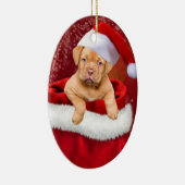 Kute kerstpuppy keramisch ornament (Rechts)