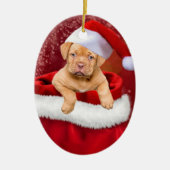 Kute kerstpuppy keramisch ornament (Voorkant)