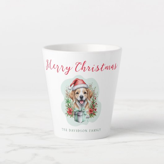 Kute kerstpuppy latte mok (Voorkant)