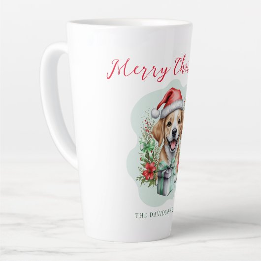 Kute kerstpuppy latte mok (Linkerhoek)