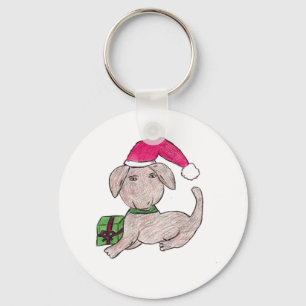 Kute kerstpuppy sleutelhanger