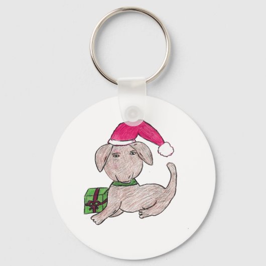 Kute kerstpuppy sleutelhanger (Voorkant)