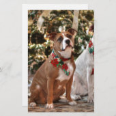 Kute kerstredding Pitbull and America Bull Dog Briefpapier (Voorkant / Achterkant)