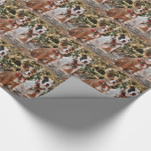 Kute kerstredding Pitbull and America Bull Dog Cadeaupapier (Hoek)
