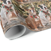 Kute kerstredding Pitbull and America Bull Dog Cadeaupapier (Rol Hoek)