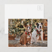 Kute kerstredding Pitbull and America Bull Dog Feestdagenkaart (Voorkant / Achterkant)