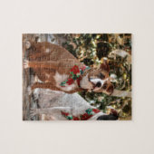 Kute kerstredding Pitbull and America Bull Dog Legpuzzel (Horizontaal)