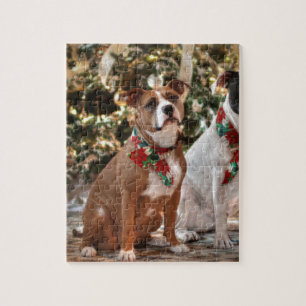 Kute kerstredding Pitbull and America Bull Dog Legpuzzel