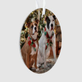 Kute kerstredding Pitbull and America Bull Dog Ornament (voorkant)