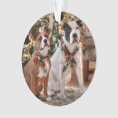 Kute kerstredding Pitbull and America Bull Dog Ornament (voorkant)