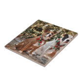 Kute kerstredding Pitbull and America Bull Dog Tegeltje (Zijkant)