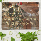 Kute kerstredding Pitbull and America Bull Dog Theedoek (Gevouwen)