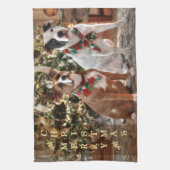 Kute kerstredding Pitbull and America Bull Dog Theedoek (Verticaal)