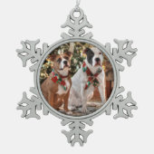 Kute kerstredding Pitbull and America Bull Dog Tin Sneeuwvlok Ornament (Voorkant)