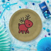 Kute kerstrendiertje in de rode en zwarte Cartoon Papieren Bordje (Feest)