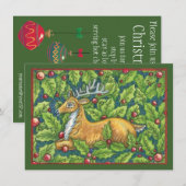 Kute kerstrendiertje in Forest met Holly Kaart (Voorkant / Achterkant)