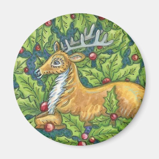 Kute kerstrendiertje in Forest met Holly Magneet (Voorkant)