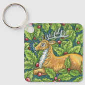 Kute kerstrendiertje in Forest met Holly Sleutelhanger (Voorkant)