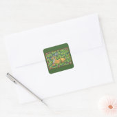 Kute kerstrendiertje in Forest met Holly Vierkante Sticker (Envelop)
