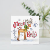 Kute kerstrendiertje, Jingle Bells Snowflakes Feestdagenkaart (Staand voorkant)