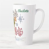 Kute kerstrendiertje, Jingle Bells Snowflakes Latte Mok (Rechts)