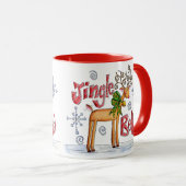 Kute kerstrendiertje, Jingle Bells Snowflakes Mok (Voorkant rechts)