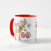 Kute kerstrendiertje, Jingle Bells Snowflakes Mok (Voorkant links)