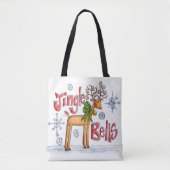 Kute kerstrendiertje, Jingle Bells Snowflakes Tote Bag (Voorkant)