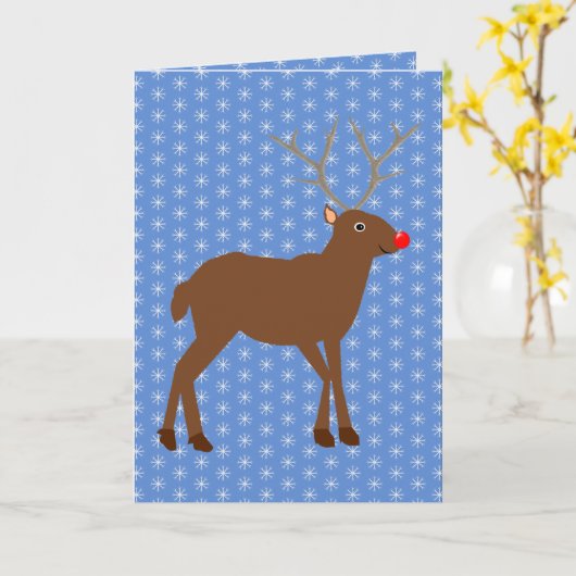 Kute kerstrendiertje met Red Nose Custom Kaart (Gele Bloem)
