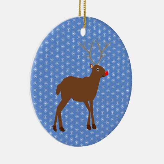 Kute kerstrendiertje met Red Nose Custom Keramisch Ornament (Rechts)