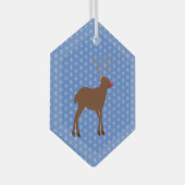 Kute kerstrendiertje met rode neus glas ornament (Voorkant Rechts)