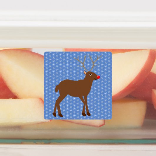 Kute kerstrendiertje met rode neus labels (Aangebracht)