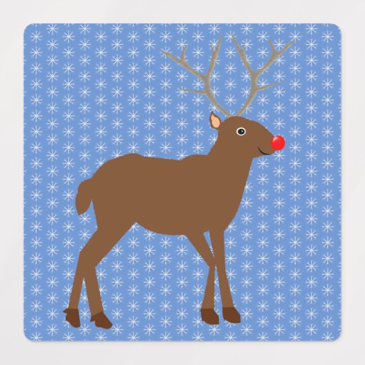 Kute kerstrendiertje met rode neus labels (Design 2)