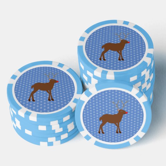 Kute kerstrendiertje met rode neus poker chips (Opstapeling)
