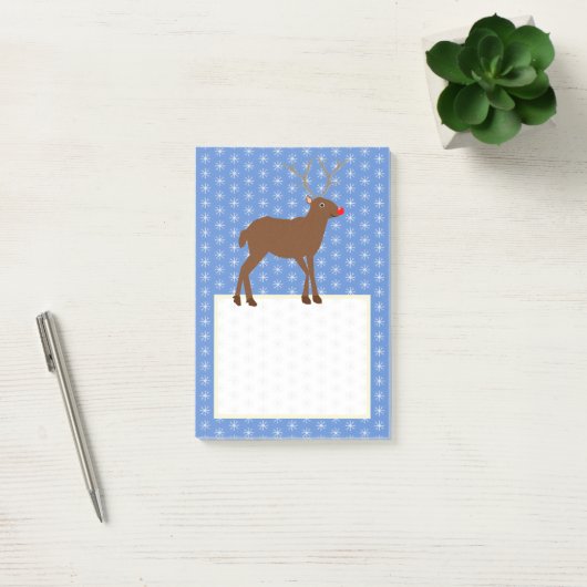 Kute kerstrendiertje met rode neus post-it® notes (Kantoor)