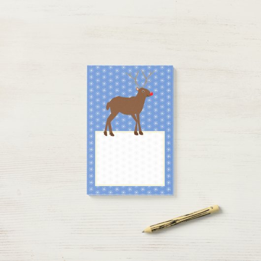 Kute kerstrendiertje met rode neus post-it® notes (Op bureau)