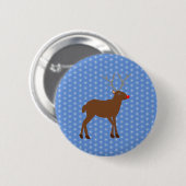 Kute kerstrendiertje met rode neus ronde button 5,7 cm (Voorkant /achterkant)