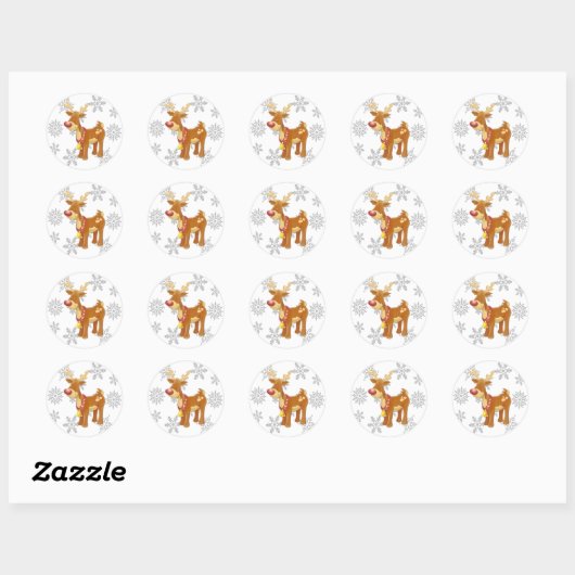 Kute kerstrendiertje met Snowflakes Sticker (Vel)