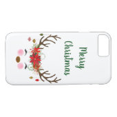 Kute kerstrenrender en Poinsettia Case-Mate iPhone Case (Achterkant (Horizontaal))