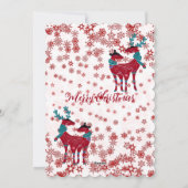 Kute kerstrenrendieren Couple Red Snowflake White Feestdagenkaart (Achterkant)