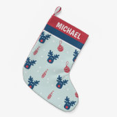 Kute kerstrenrendierpattern gepersonaliseerd kleine kerstsok (Voorkant (Hangend))