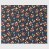 Kute kerstrenrendiertje cadeaupapier (Vlak)