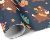 Kute kerstrenrendiertje cadeaupapier (Rol Hoek)