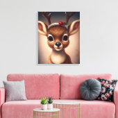 Kute kerstrenrendiertje canvas afdruk (Insitu (Woonkamer))