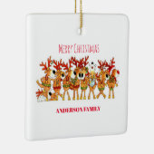 Kute kerstrenrendiertje die keramisch zingen ornament (Rechts)