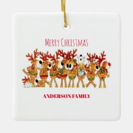 Kute kerstrenrendiertje die keramisch zingen ornament